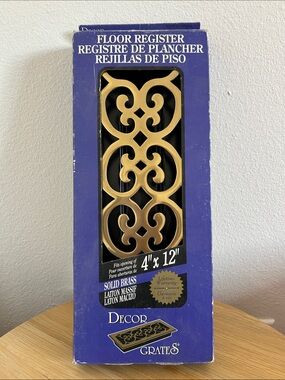 2x Decor Grates Solid Brass Floor Register 4" x 12" - Gold